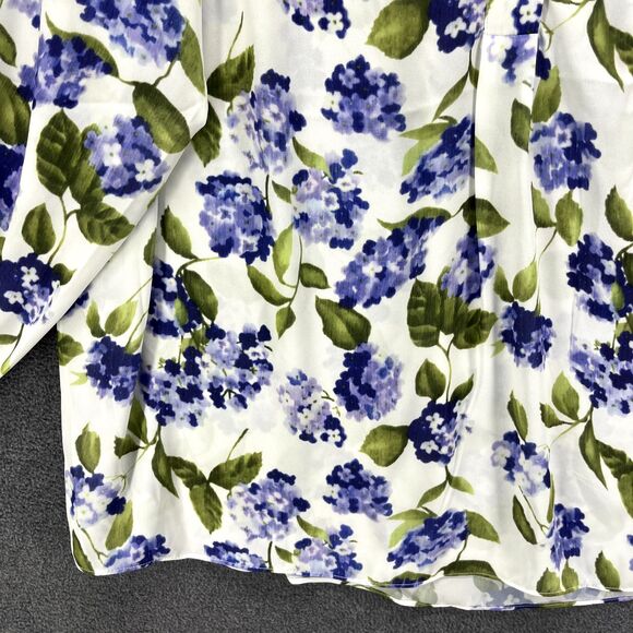 Tahari Top Womens Plus 2X White Purple Floral Boho Semi sheer Shirt Blouse Tunic - Picture 6 of 16